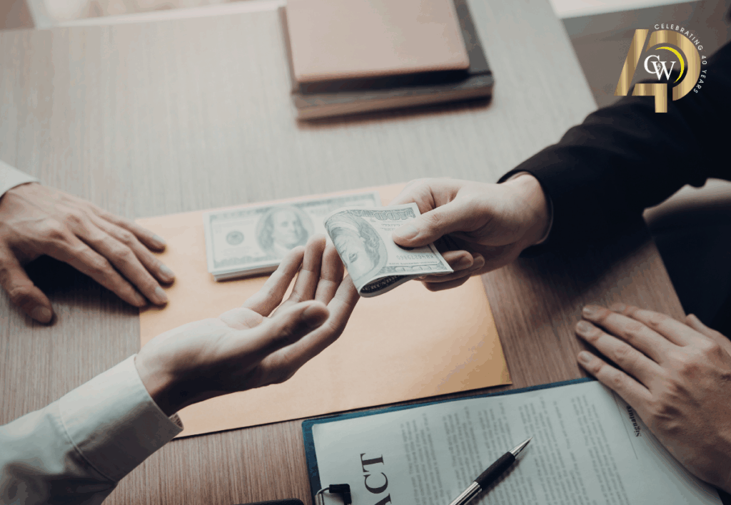 Business handing over money to outsourced IT company