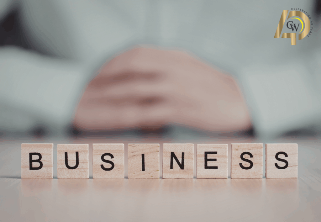 Business blocks with a man involved in outsourced IT