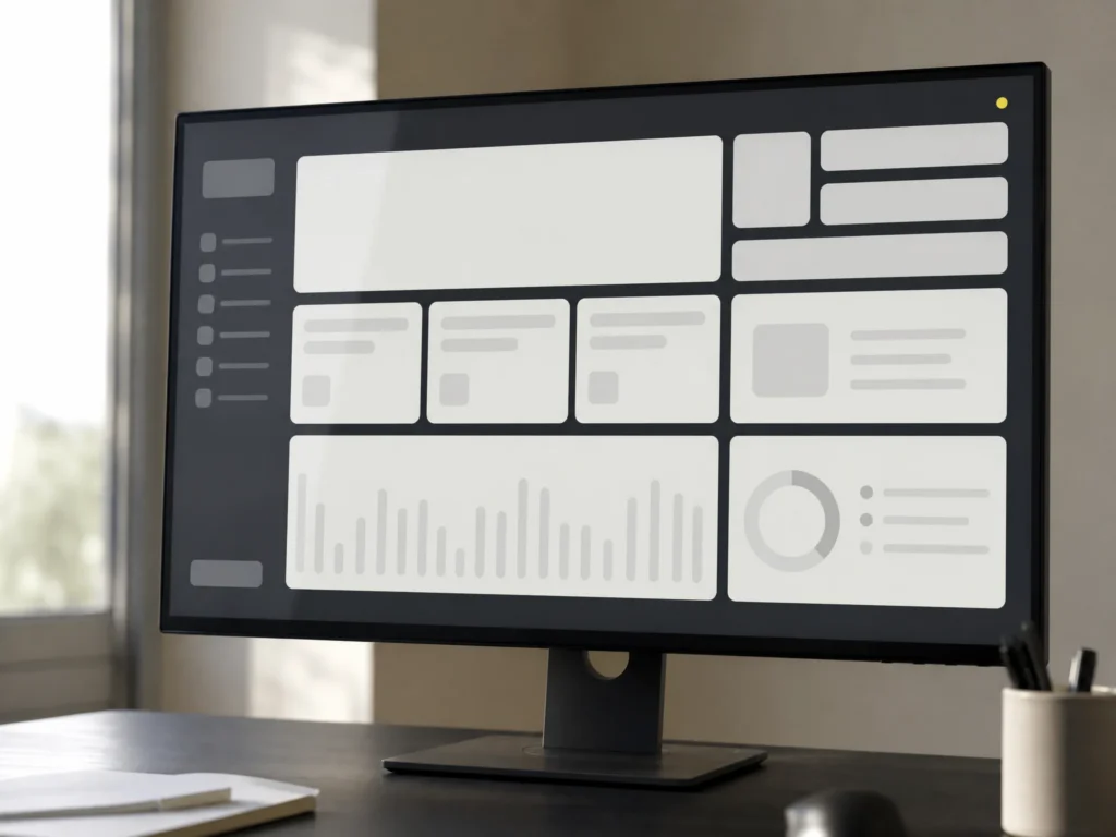 A desktop monitor displaying a system monitoring dashboard.